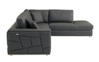 998 Divanitalia Cream Right Arm Facing Sectional Sofa in Top-grain Italian Leather - Dark Grey - SKU 998-Sectional-RAF-CHAISE-DARK GREY - view 5