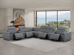 2679 8-Piece L-Shaped Power Reclining Sectional Sofa in Genuine Leather - 4 Recliners