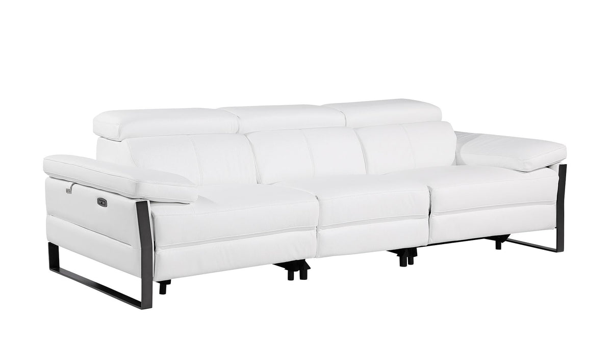 1246 Divanitalia Modular Power Dual Reclining Sofa, Loveseat, and Chair Set with Power Headrests - Top Grain Italian Leather - White - SKU 1246-WHITE-6.5-HT-3PC - view 5