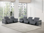 1126 Divanitalia 8-Piece Modular Power Reclining Sofa & Loveseat Set in Top Grain Italian Leather with 5 Power Recliners & Power Headrests - Dark Grey - SKU 1126-DK_GREY-8.5-HT - view 2
