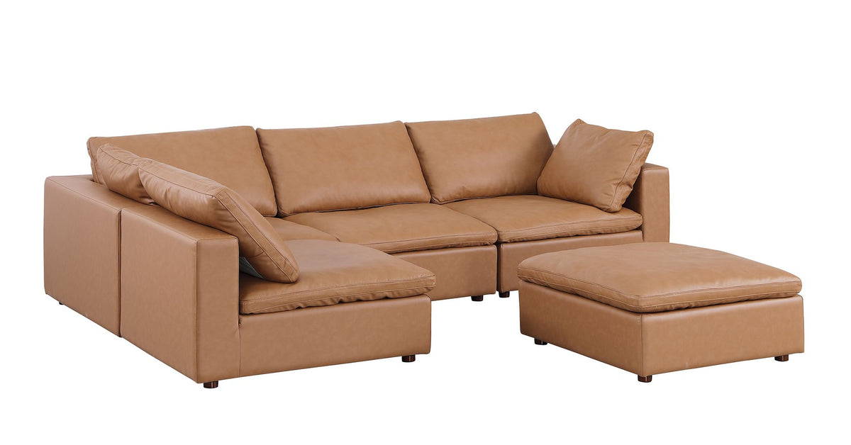 1100 Divanitalia 5-Piece Left Arm Facing 3-Seat Sectional Sofa - Cognac - SKU 1100-COGNAC-5.3-LAF - view 3