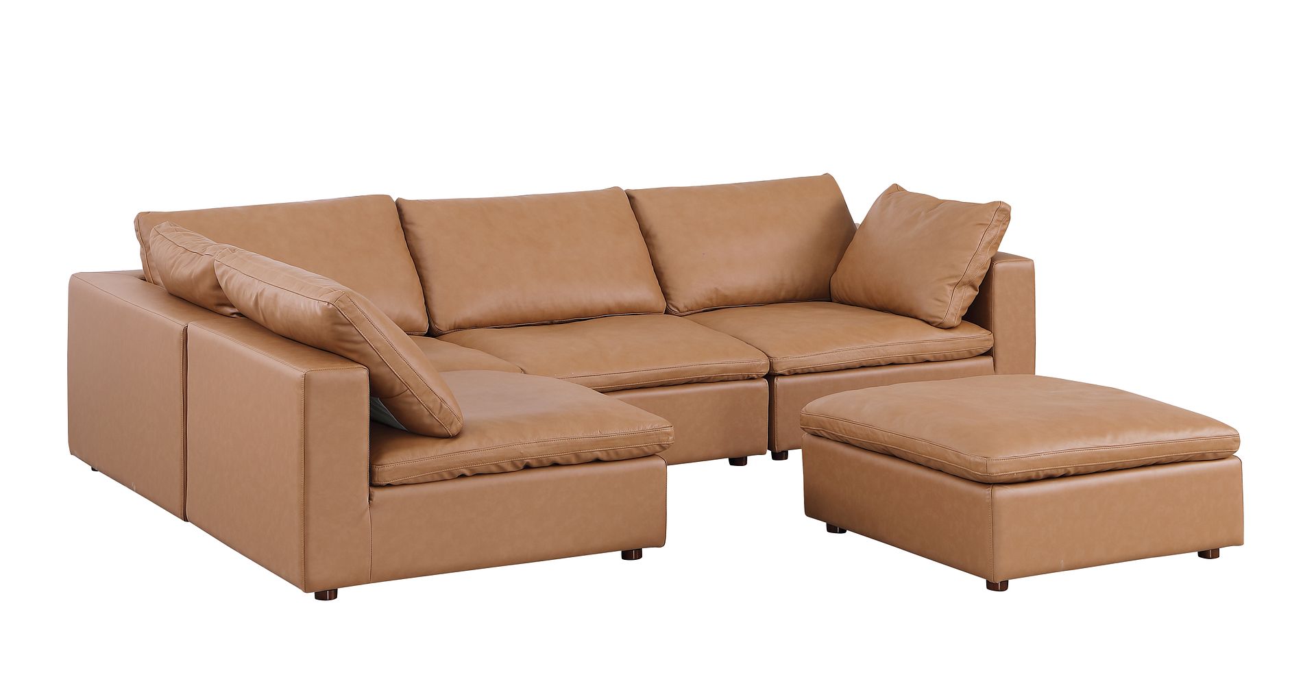 1100 Divanitalia 5-Piece Left Arm Facing 3-Seat Sectional Sofa - Top-grain Italian Leather
