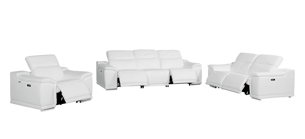 9762 Divanitalia 6-Piece Modular Power Reclining Sofa, Loveseat and Chair Set with 5 Power Recliners in Top Grain Italian Leather - White - SKU 9762-WHITE-6.5-HT-3PC - view 4