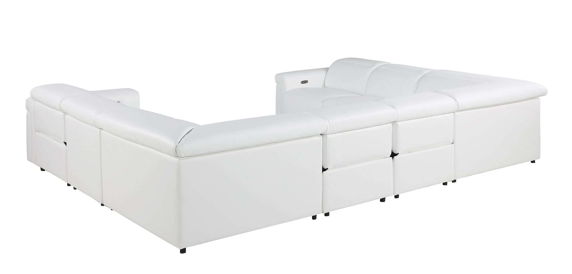 1126 Divanitalia 8-Piece U-Shaped Sectional Sofa in Top Grain Italian Leather with 4 Power Recliners & Power Headrests