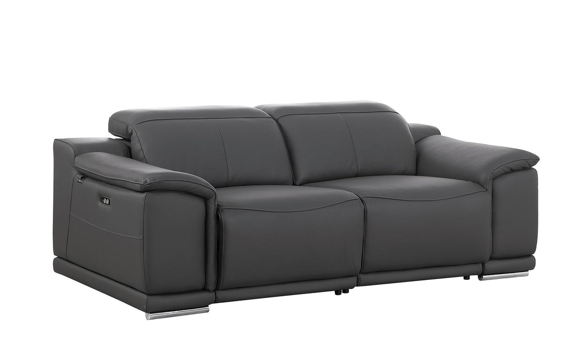 9762 Divanitalia 5-Piece Modular Power Reclining Sofa and Loveseat Set with 5 Power Recliners in Top Grain Italian Leather - Dark Grey - SKU 9762-DK-GREY-5.4-HT-2PC - view 9