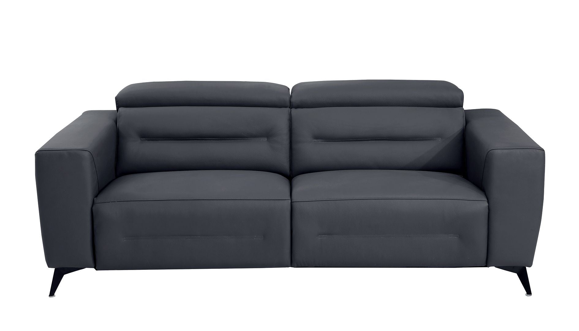 989 Divanitalia Power Reclining Sofa with Power Headrest in Top-grain Italian Leather - Dark Grey
