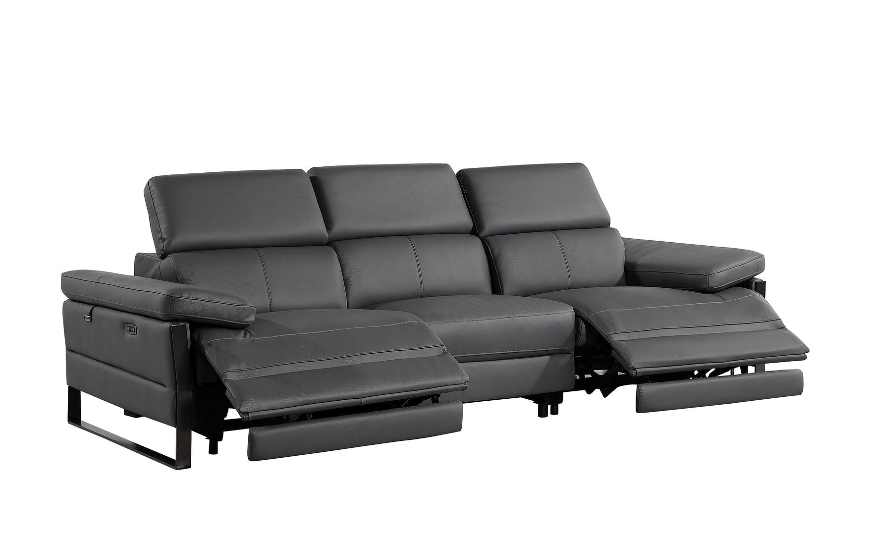 1246 Divanitalia Modular Power Dual Reclining Sofa with Power Reclining Headrests - Top Grain Italian Leather - Dark Grey - SKU 1246-DK-GREY-3.2-S-HT - view 5