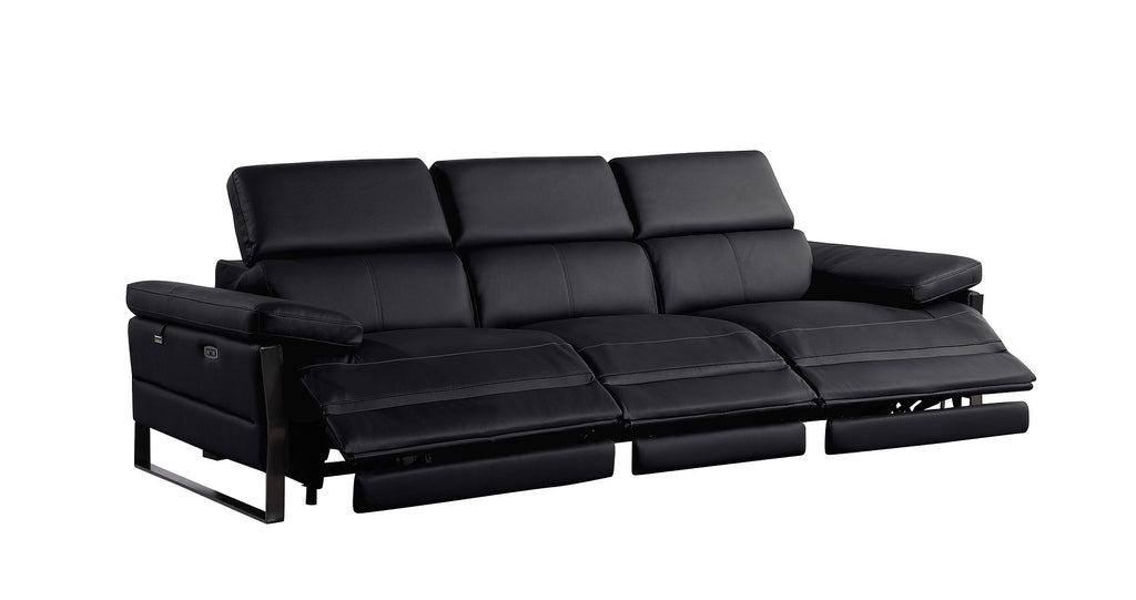 1246 Divanitalia Modular Power Triple Reclining Sofa, Console Loveseat, and Chair Set with Power Headrests - Top Grain Italian Leather - Black - SKU 1246-BLACK-7.6-HT-3PC - view 6