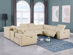 9762 Divanitalia 8-Piece U-Shaped Top Grain Italian Leather Sectional Sofa with 4 Power Recliners