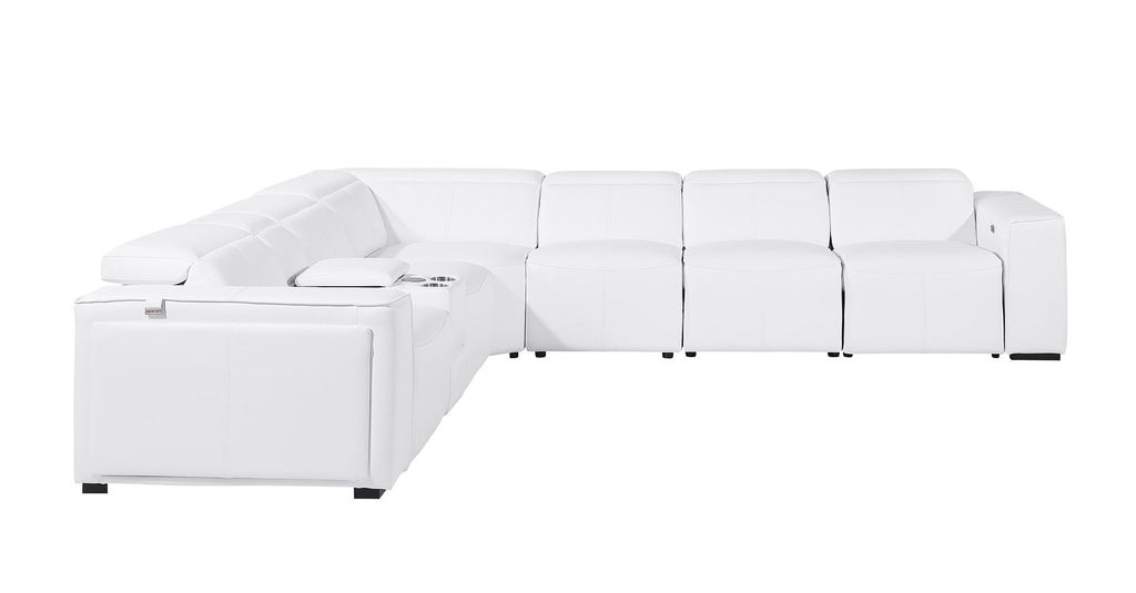 1224 Divanitalia 7-Piece L-Shaped Sectional Sofa in Top Grain Italian Leather with 4 Power Recliners & Power Headrests