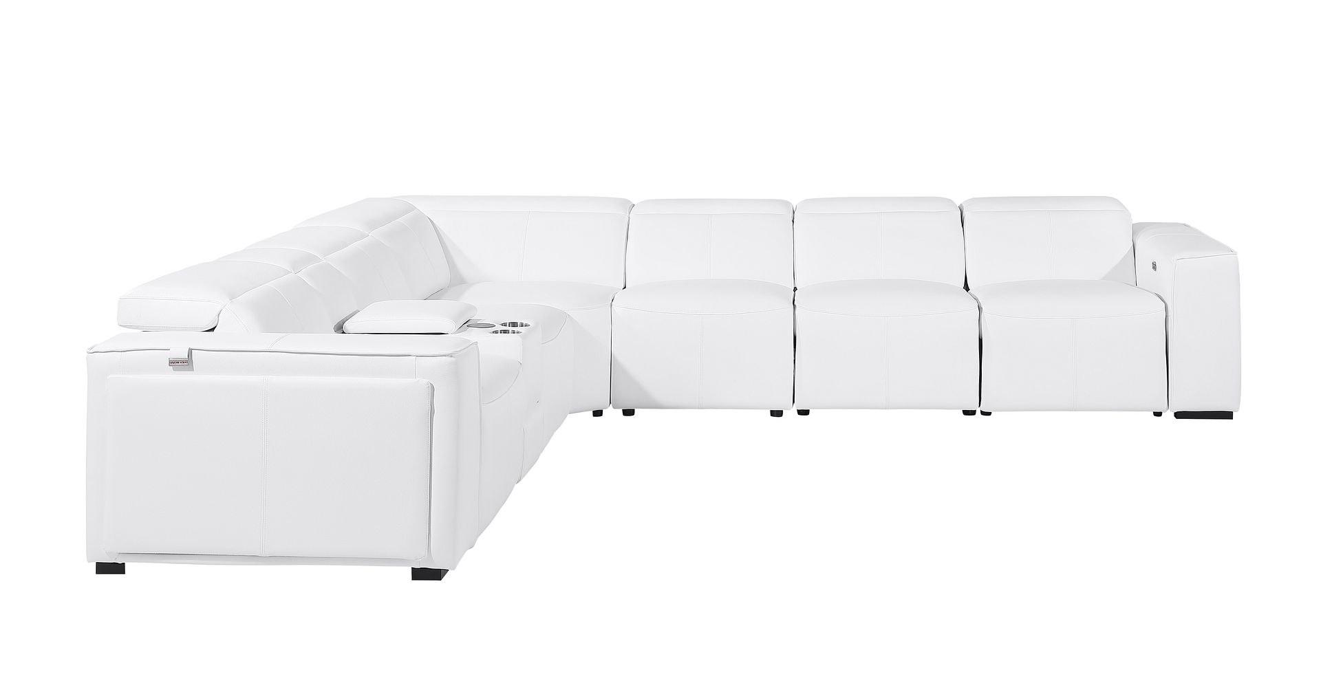1224 Divanitalia 7-Piece L-Shaped Sectional Sofa in Top Grain Italian Leather with 4 Power Recliners & Power Headrests
