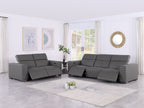 1208 Leather Reclining Set - Sofa & Loveseat with 4 Power Recliners - Dark Grey - SKU 1208-DK-GREY-5.4-HT-2PC - view 2