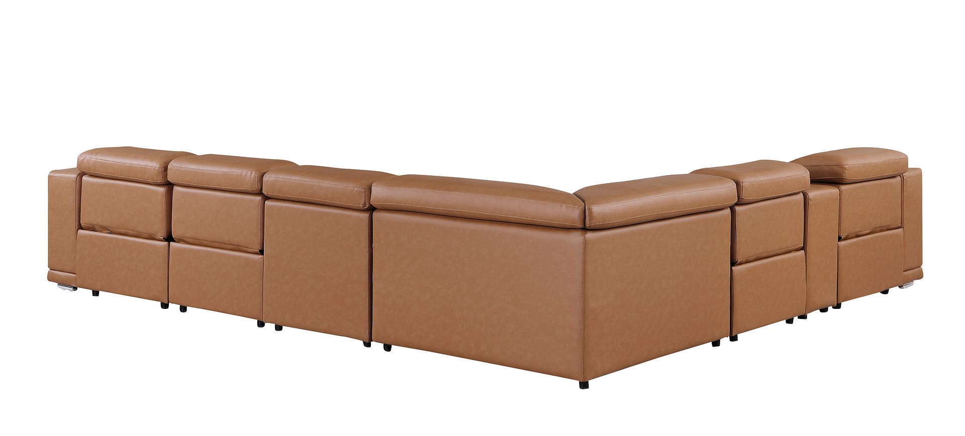 9762 Divanitalia 7-Piece L-Shaped Top Grain Italian Leather Sectional Sofa with 4 Power Recliners