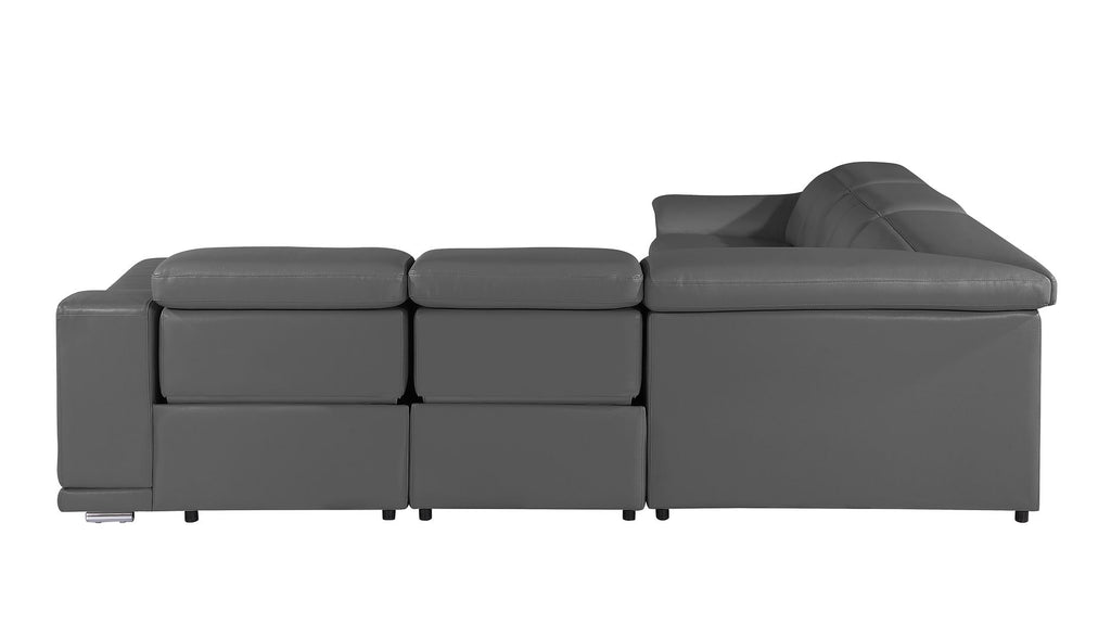 9762 Divanitalia 5-Piece L-Shaped Top Grain Italian Leather Sectional Sofa with 3 Power Recliners