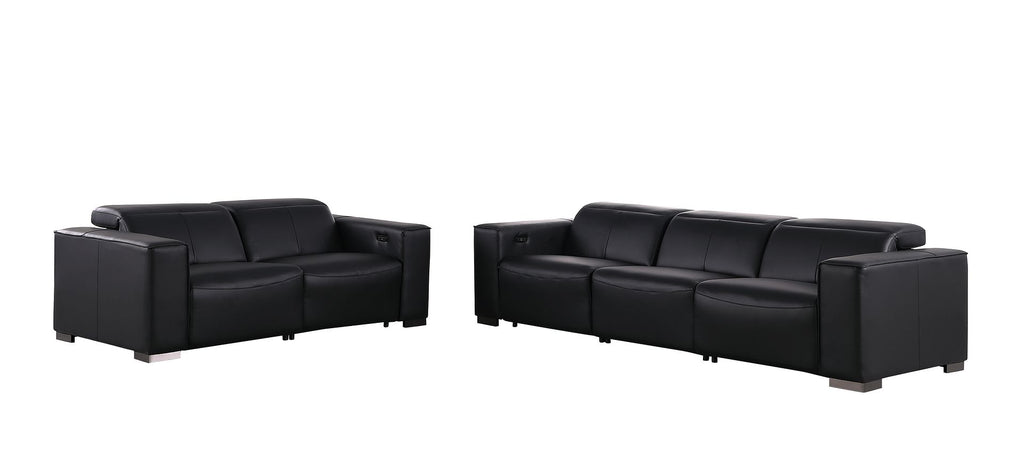1208 Leather Reclining Set - Sofa & Loveseat with 4 Power Recliners - Black - SKU 1208-BLACK-5.4-HT-2PC - view 3