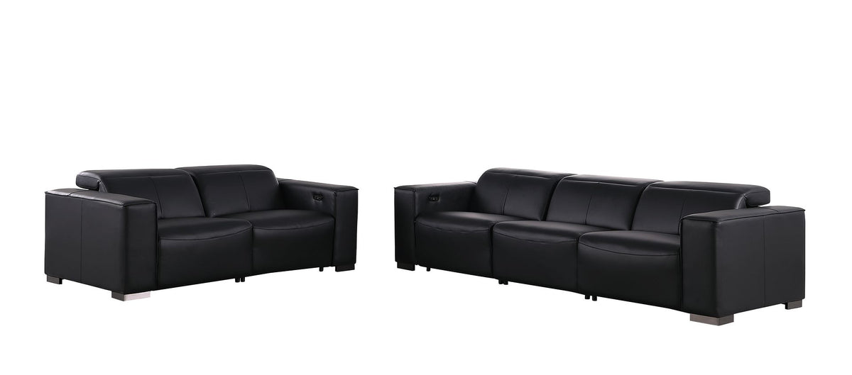 1208 Leather Reclining Set - Sofa & Loveseat with 4 Power Recliners - Black - SKU 1208-BLACK-5.4-HT-2PC - view 3