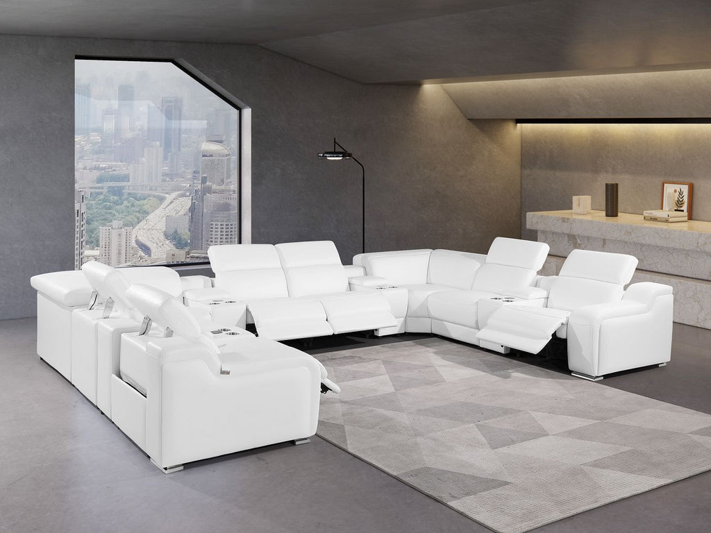 1116 Divanitalia 12-Piece U-Shaped Sectional Sofa in Top Grain Italian Leather with 4 Power Recliners & Power Headrests
