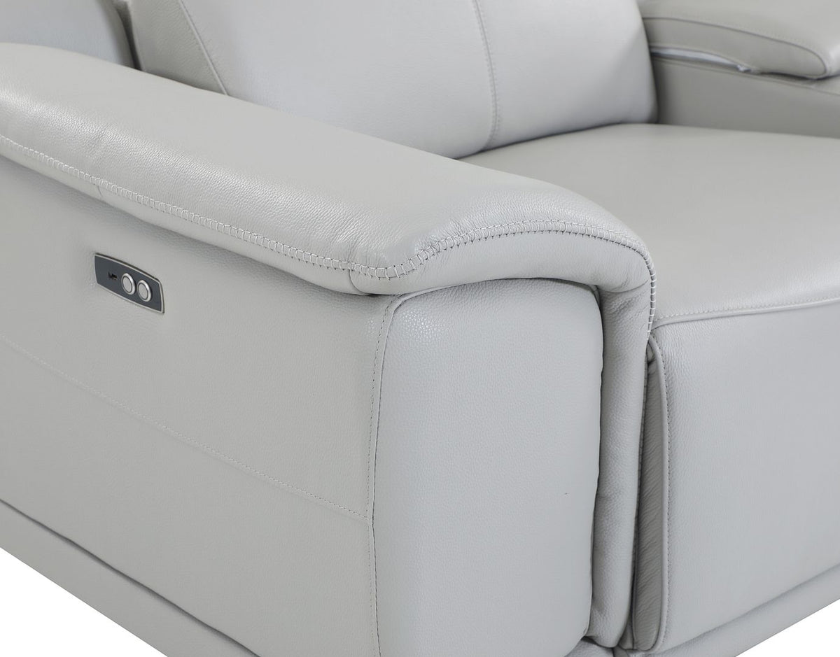 9762 Divanitalia 2-Piece Modular Power Reclining Console with 2 Power Recliners in Top Grain Italian Leather - Light Grey - SKU 9762-LT-GREY-2.2-HT - view 10