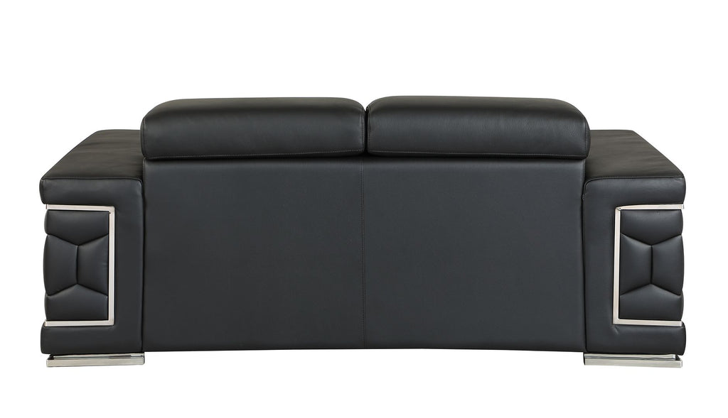692 Divanitalia Loveseat with Adjustable Headrest in Top-grain Italian Leather - Black - SKU 692-L-BLACK - view 4