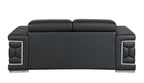 692 Divanitalia Loveseat with Adjustable Headrest in Top-grain Italian Leather - Black - SKU 692-L-BLACK - view 4