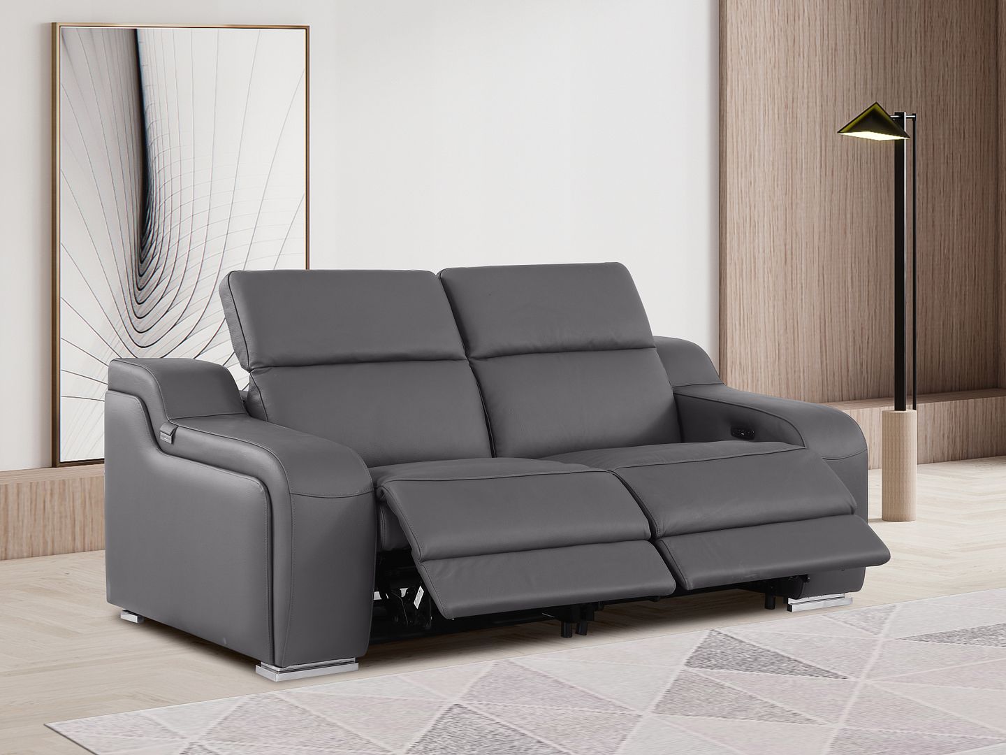 1116 Divanitalia 2-Piece Modular Power Reclining Loveseat in Top Grain Italian Leather with 2 Power Recliners & Power Headrests