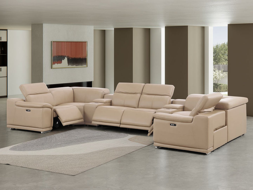 2679 8-Piece U-Shaped Power Reclining Sectional Sofa in Genuine Leather - 4 Recliners