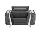 1051 Divanitalia Beige Chair in Velvet Fabric - Dark Grey - SKU 1051-DK-GRAY-CH - view 4