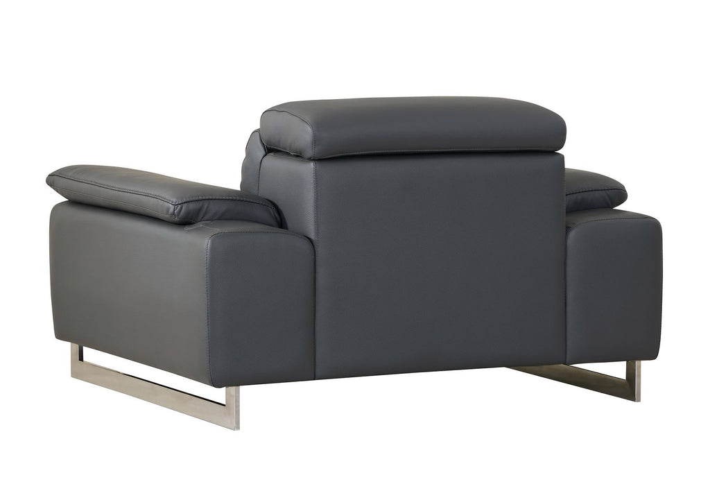 636 Divanitalia Light Gray Chair with Adjustable Headrest in Top-grain Italian Leather