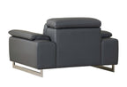 636 Divanitalia Light Gray Chair with Adjustable Headrest in Top-grain Italian Leather