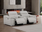 2679 Genuine Leather Console Loveseat with Dual Power Recliners - Light Grey - SKU 2679-LT-GRAY-3.2-HT - view 2