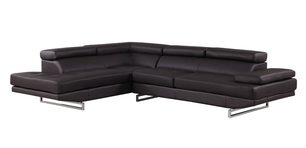 8136 Left Arm Facing Chaise with Adjustable Headrest in Genuine Leather