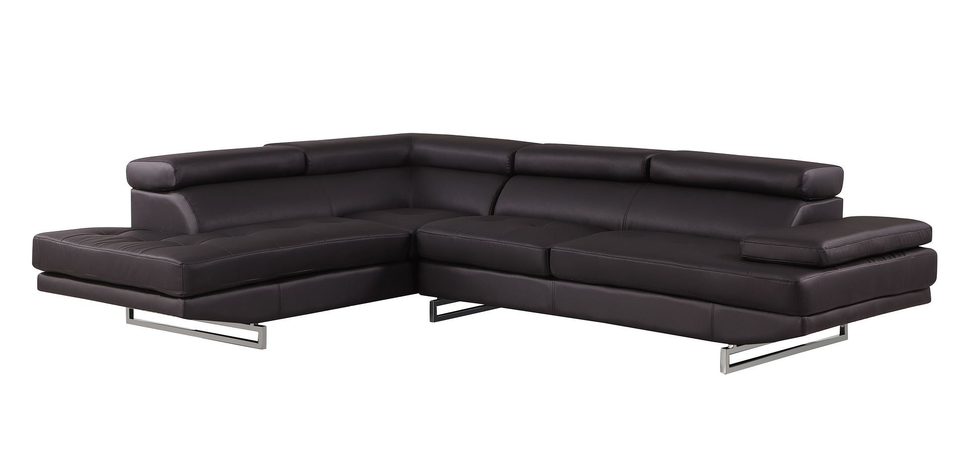 8136 Left Arm Facing Chaise with Adjustable Headrest in Genuine Leather