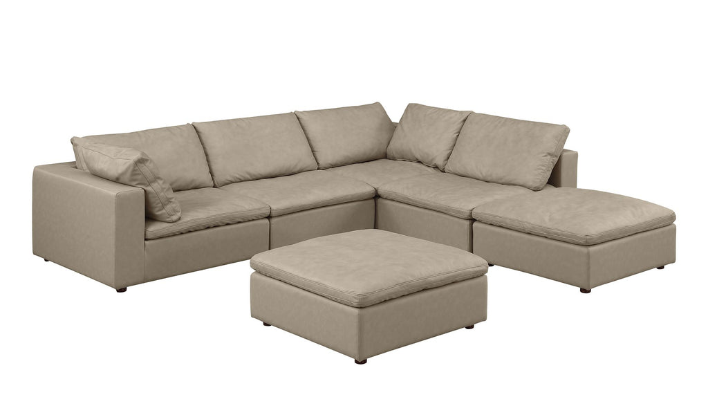 1100 Divanitalia 6-Piece Right Arm Facing 3-Seat Sectional Sofa - Top-grain Italian Leather