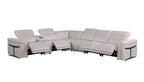 1126 Divanitalia 7-Piece L-Shaped Sectional Sofa in Top Grain Italian Leather with 4 Power Recliners & Power Headrests - Light Grey - SKU 1126-LT-GREY-SEC-7PC-4PWR-SECTIONAL-GROUP - view 3