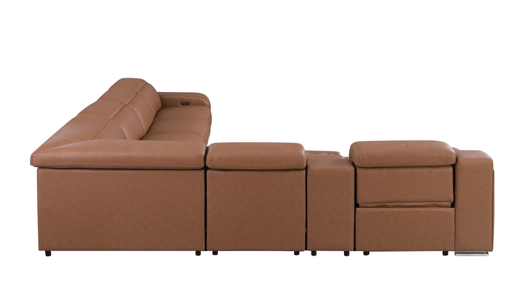 1116 Divanitalia 7-Piece L-Shaped Sectional Sofa in Top Grain Italian Leather with 3 Power Recliners & Power Headrests - Cognac - SKU 1116-COGNAC-7PC-3PWR-SECTIONAL- GROUP - view 6