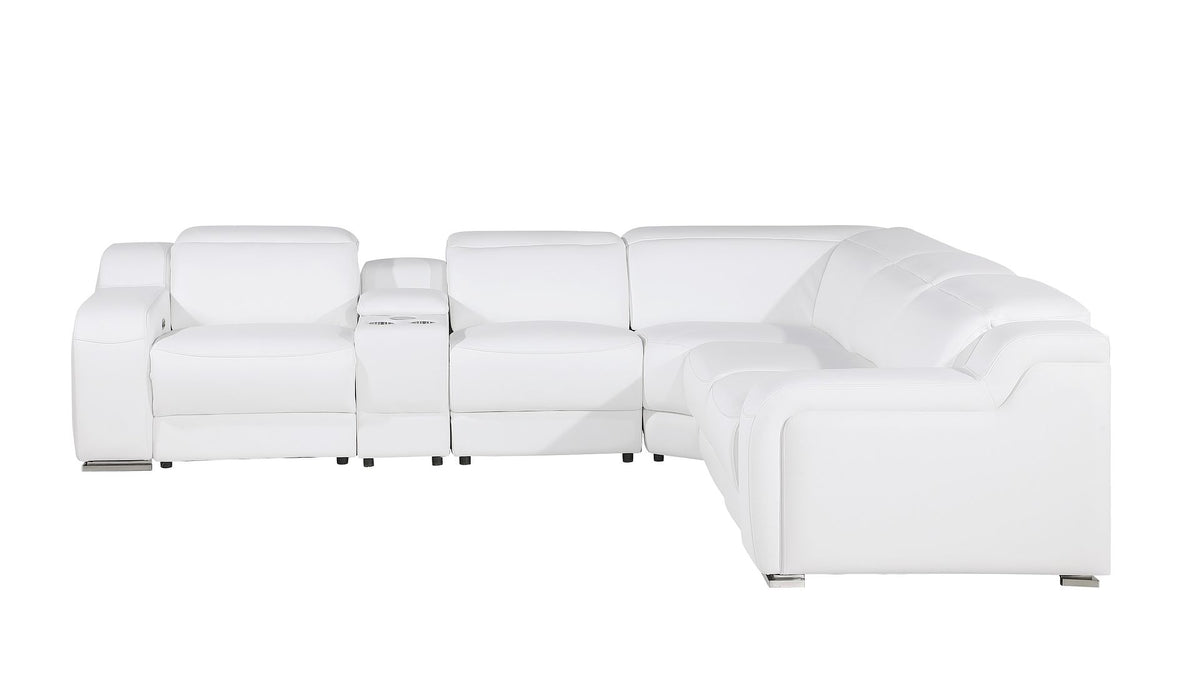 1116 Divanitalia 6-Piece L-Shaped Sectional Sofa in Top Grain Italian Leather with 3 Power Recliners & Power Headrests - White - SKU 1116-WHITE-6PC-3PWR-SECTIONAL- GROUP - view 4