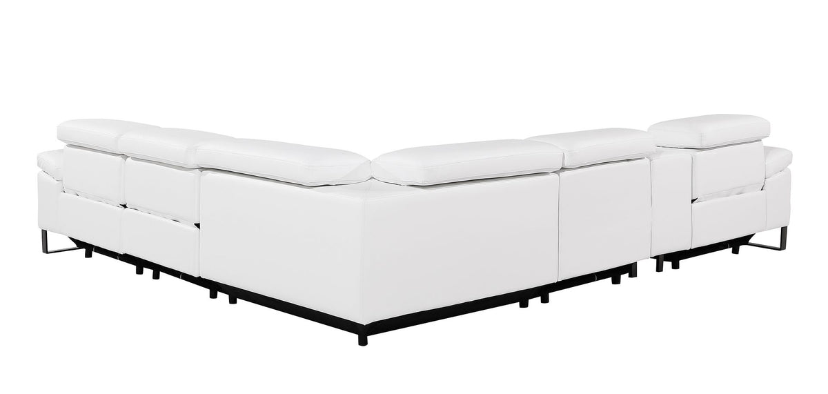 1246 Divanitalia 6-Piece L-Shaped Modular Power Reclining Sectional Sofa with 3 Power Recliners and Power Headrests - Top Grain Italian Leather - White - SKU 1246-WHITE-6PC-3PWR-SECTIONAL - view 7