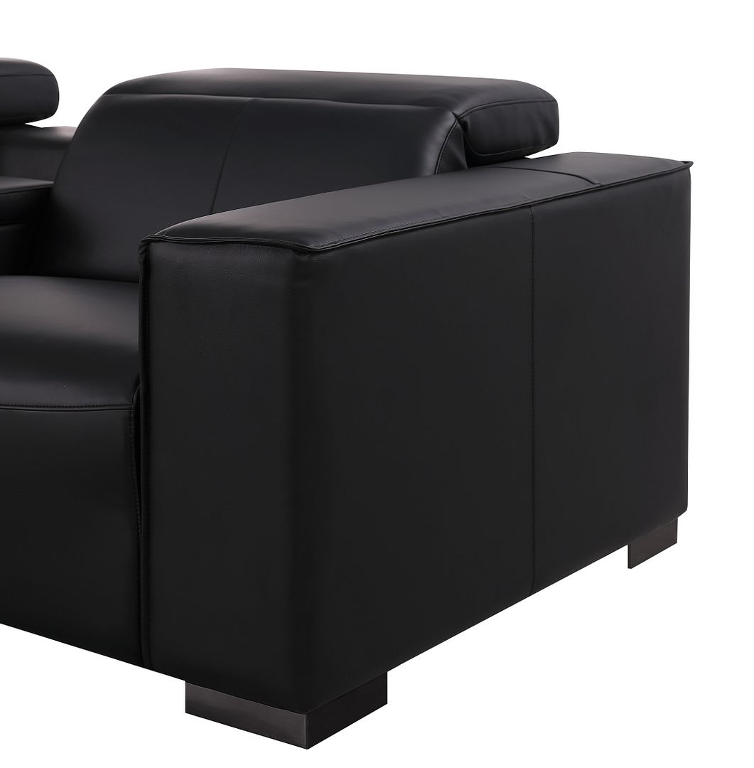 1208 Leather Sofa with 3 Power Recliners and Two Storage Consoles