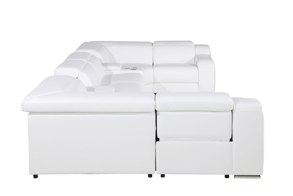 1116 Divanitalia 8-Piece U-Shaped Sectional Sofa in Top Grain Italian Leather with 2 Power Recliners & Power Headrests