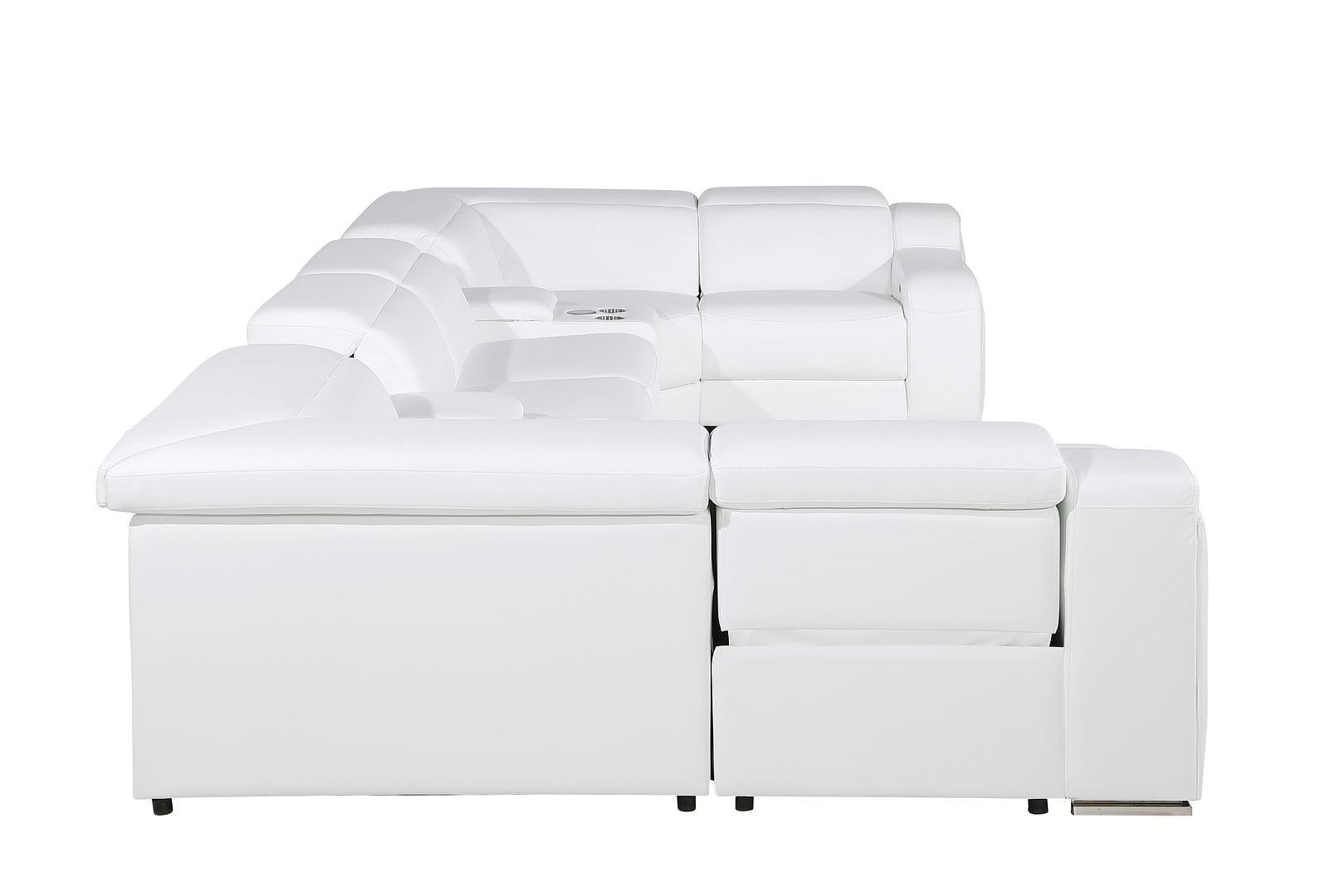 1116 Divanitalia 8-Piece U-Shaped Sectional Sofa in Top Grain Italian Leather with 2 Power Recliners & Power Headrests