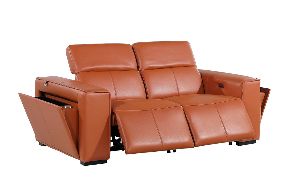 1224 Divanitalia 6-Piece Modular Power Reclining Sofa, Loveseat & Chair Set in Top Grain Italian Leather with 6 Power Recliners & Power Headrests - Camel - SKU 1224-CAMEL-6.6-HT-3PC - view 8