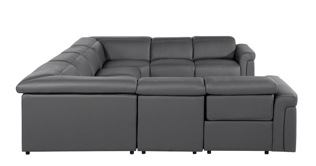 1126 Divanitalia 8-Piece U-Shaped Sectional Sofa in Top Grain Italian Leather with 4 Power Recliners & Power Headrests