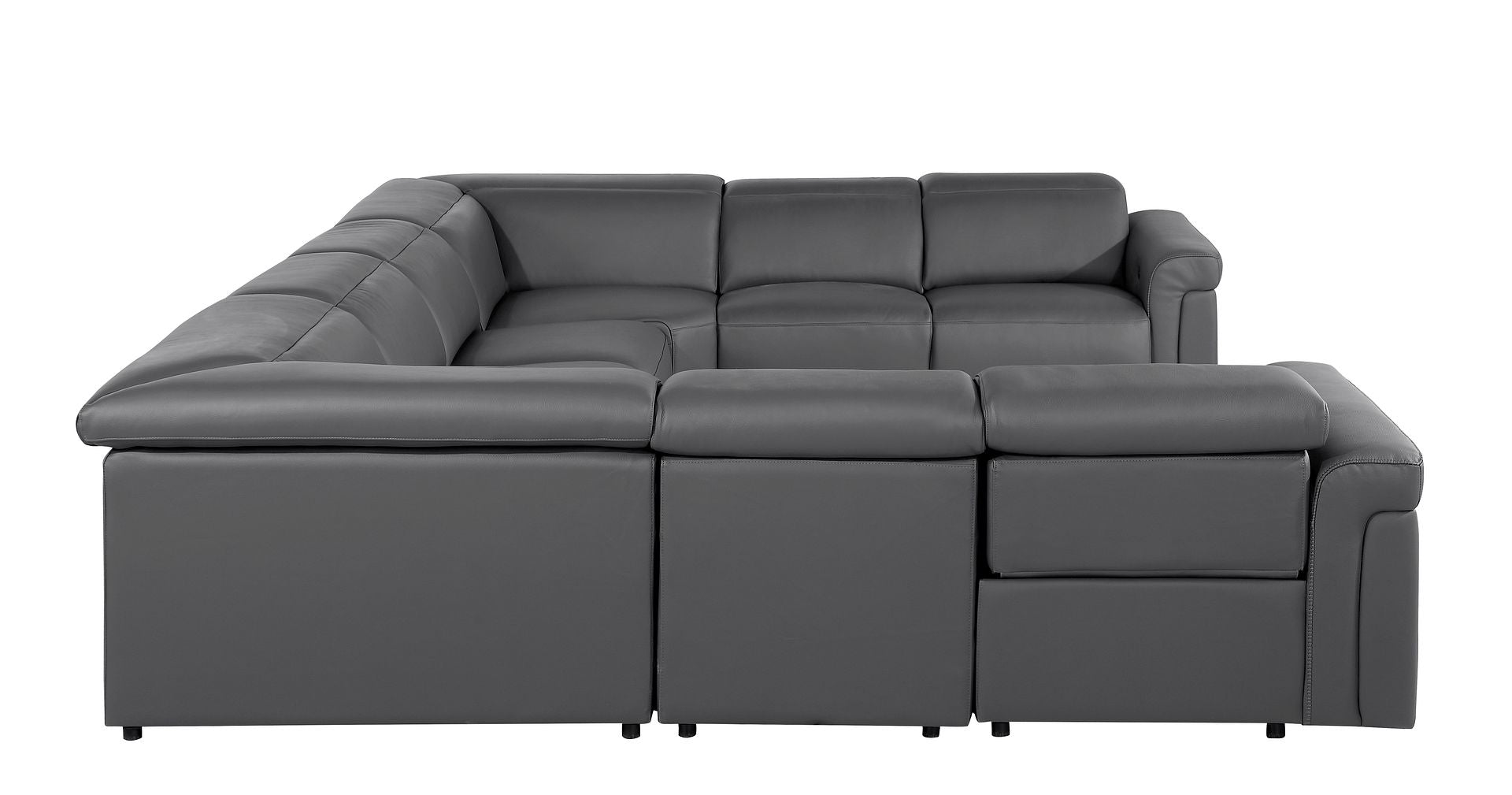 1126 Divanitalia 8-Piece U-Shaped Sectional Sofa in Top Grain Italian Leather with 4 Power Recliners & Power Headrests
