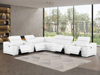 2679 8-Piece L-Shaped Power Reclining Sectional Sofa in Genuine Leather - 4 Recliners