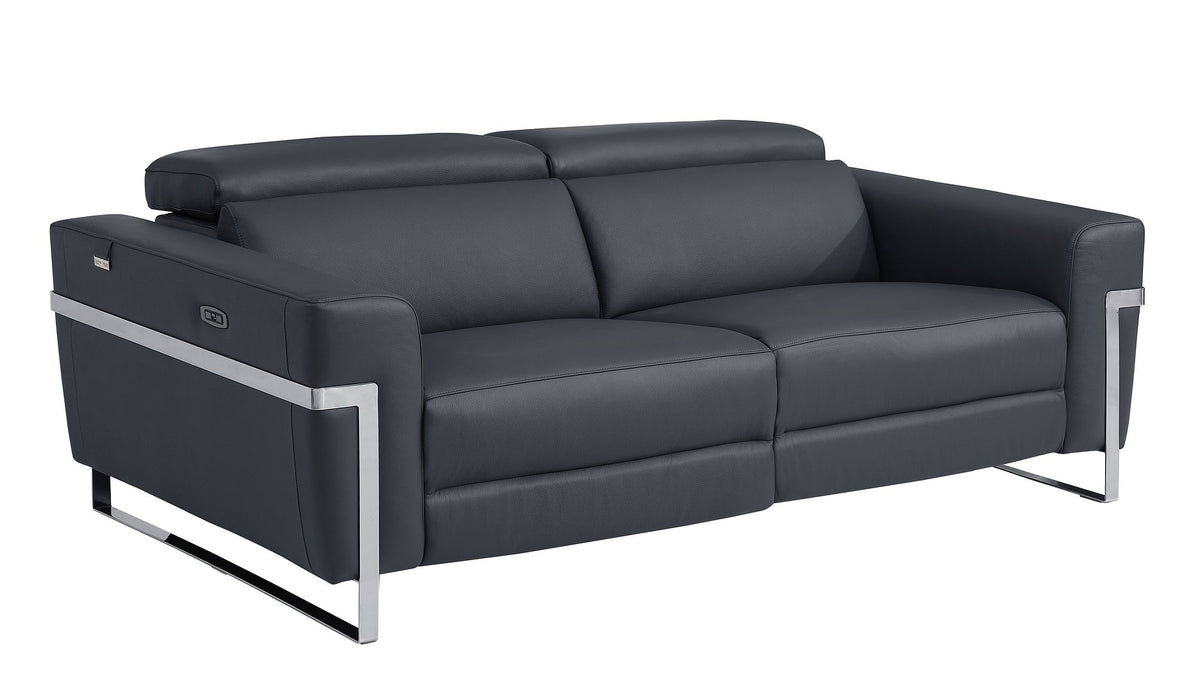 990 Divanitalia Power Reclining Sofa with Power Headrest in Top-grain Italian Leather - Dark Grey - SKU 990-DK-GRAY-S - view 2