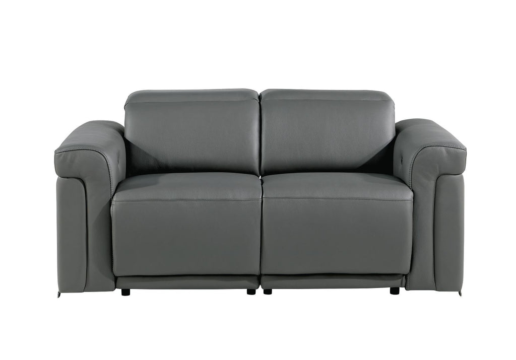 1126 Divanitalia Power Reclining Sofa, Loveseat & Chair Set in Top Grain Italian Leather with 5 Power Recliners & Power Headrests - Dark Grey - SKU 1126-DARK GREY-3PC - view 5