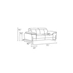 636 Divanitalia Dark Gray Loveseat with Adjustable Headrest in Top-grain Italian Leather