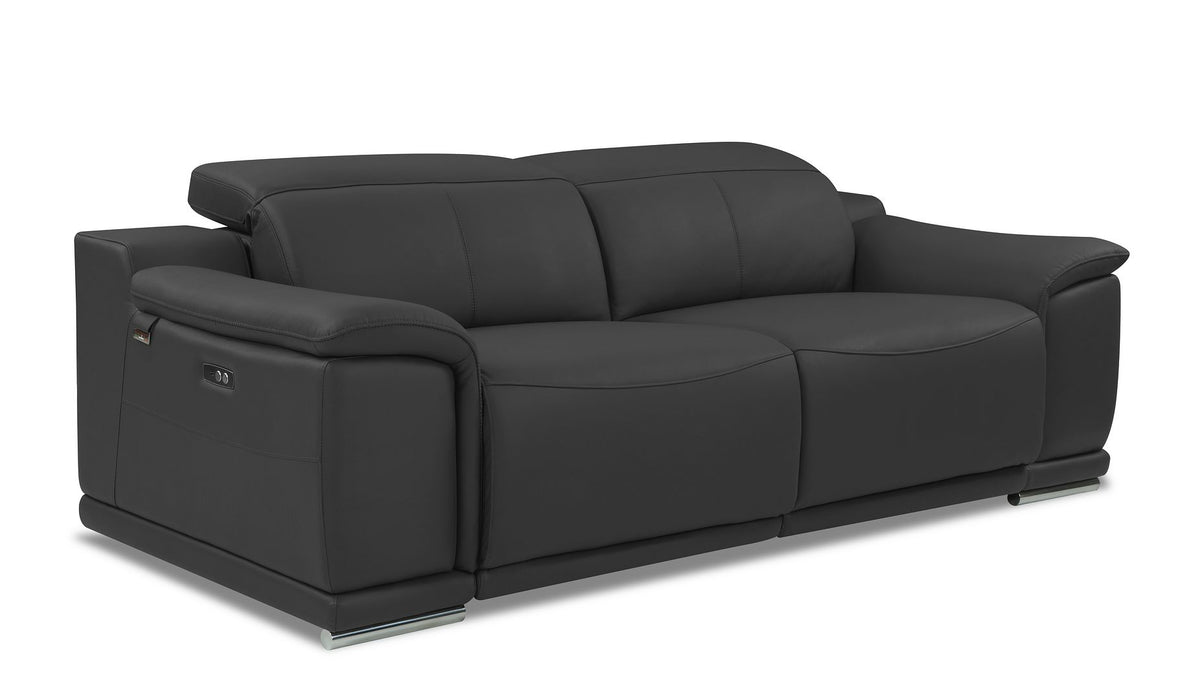 9762 Divanitalia Top Grain Italian Leather Power Reclining Loveseat with Adjustable Headrests - Dark Grey - SKU 9762-PWR-S-DARK GRAY - view 2