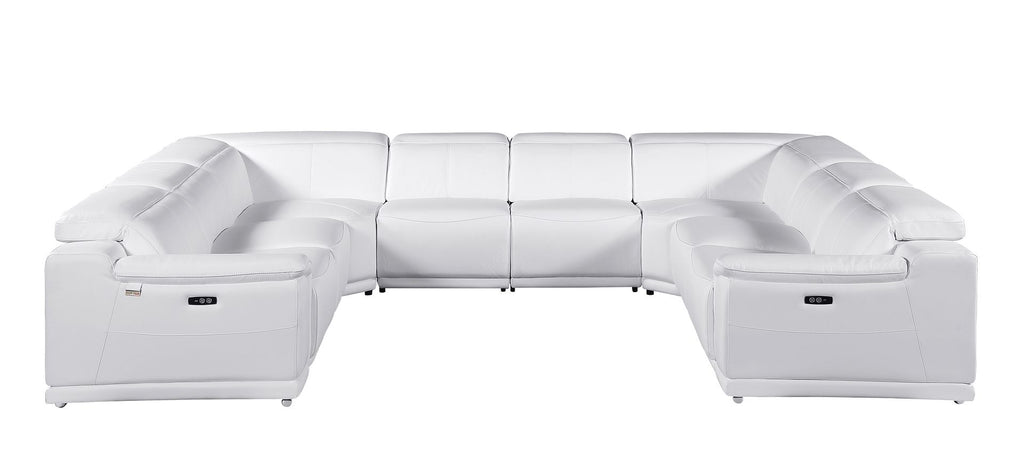 9762 Divanitalia 8-Piece U-Shaped Top Grain Italian Leather Sectional Sofa with 4 Power Recliners