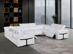 1126 Divanitalia 8-Piece U-Shaped Sectional Sofa in Top Grain Italian Leather with 4 Power Recliners & Power Headrests